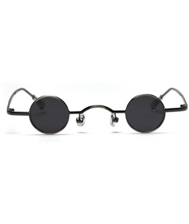 Round New fashion retro concave shape small round unisex metal frame brand designer ladies sunglasses - Black - CI18SRQUCGL $...