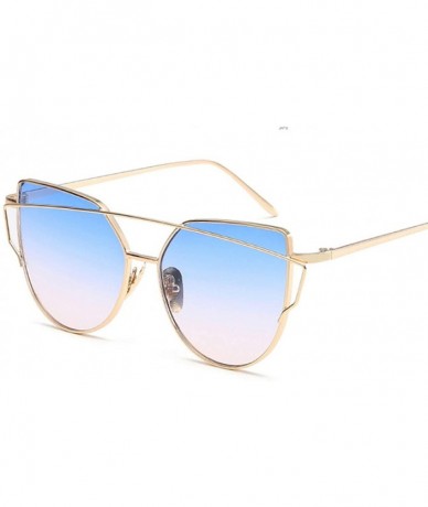 Cat Eye Sunglasses Women Luxury Cat eye Brand Design Mirror Flat Rose Gold Vintage Cateye sun glasses lady Eyewear - A9 - CD1...