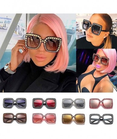 Square Women Fashion Square Frame Rhinestone Decor Sunglasses Sunglasses - Grey - C3199RYGRAT $15.80