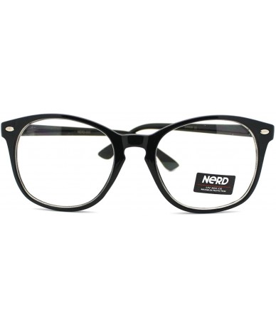 Round Nerd Eyeglasses Off Round Keyhole Clear Lens Glasses Frame - Black - CF11COAAXZB $19.14