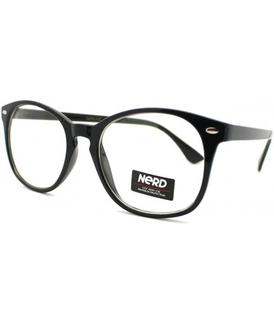 Round Nerd Eyeglasses Off Round Keyhole Clear Lens Glasses Frame - Black - CF11COAAXZB $19.14