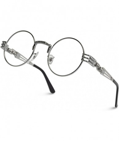 Round Metal Frame Retro Round Clear Lens Glasses - Silver Frame / Clear Lens - C6180D6YCYN $23.20