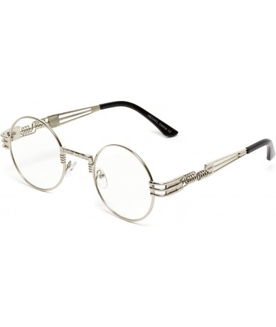 Round Metal Frame Retro Round Clear Lens Glasses - Silver Frame / Clear Lens - C6180D6YCYN $23.20