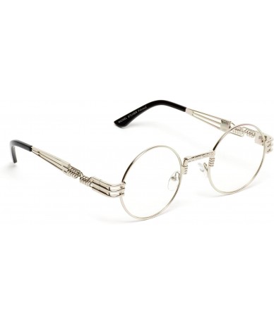 Round Metal Frame Retro Round Clear Lens Glasses - Silver Frame / Clear Lens - C6180D6YCYN $23.20