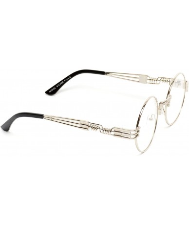 Round Metal Frame Retro Round Clear Lens Glasses - Silver Frame / Clear Lens - C6180D6YCYN $23.20