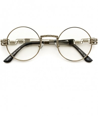 Round Metal Frame Retro Round Clear Lens Glasses - Silver Frame / Clear Lens - C6180D6YCYN $23.20