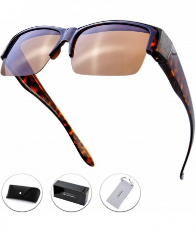 Rimless High definition Polarized Wrap Around Semi-rimless Sunglasses for Prescription Glasses - Gift Box Package - CJ18HQW8C...