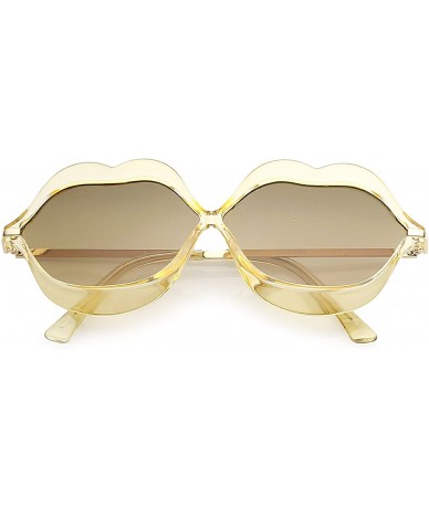 Oversized Oversize Transparent Lip Shape Frame Metal Temples Gradient Lens Novelty Sunglasses 63mm - C112O6YRYLX $20.24