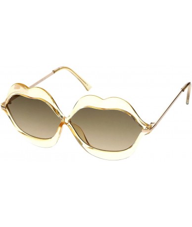 Oversized Oversize Transparent Lip Shape Frame Metal Temples Gradient Lens Novelty Sunglasses 63mm - C112O6YRYLX $20.24