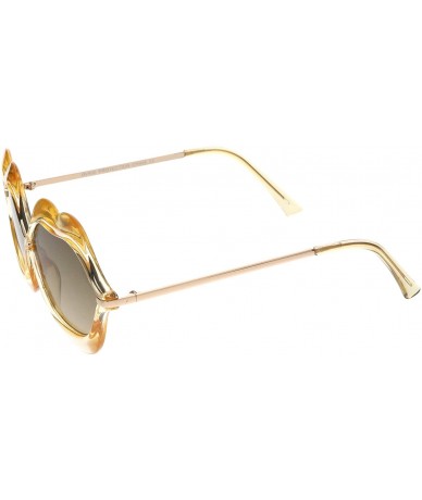 Oversized Oversize Transparent Lip Shape Frame Metal Temples Gradient Lens Novelty Sunglasses 63mm - C112O6YRYLX $20.24