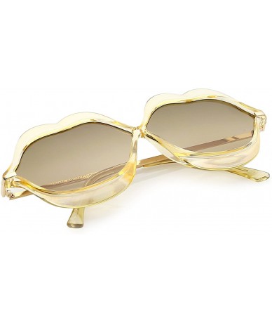 Oversized Oversize Transparent Lip Shape Frame Metal Temples Gradient Lens Novelty Sunglasses 63mm - C112O6YRYLX $20.24