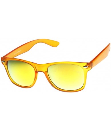 Wayfarer Neon Frosted Frame Relfective Color Mirror Lens Horn Rimmed Sunglasses (Orange Sunset) - CC11ENT2WD9 $18.06