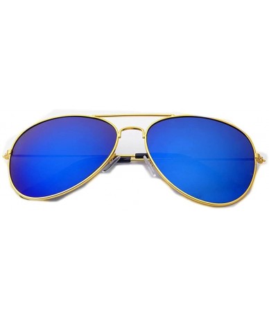 Aviator Sunglasses Aviator Style Metal Frame Colored Lens UV Protection Unisex 2Packs - Blue - CS12D2OIY2D $17.51