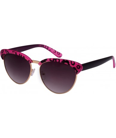 Semi-rimless Semi Rimless Animal Print Sunglasses w/Gradient Lens 31966P-AP - Pink+ Black Leopard - CL12F0GXNXL $21.77