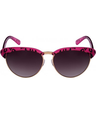 Semi-rimless Semi Rimless Animal Print Sunglasses w/Gradient Lens 31966P-AP - Pink+ Black Leopard - CL12F0GXNXL $21.77