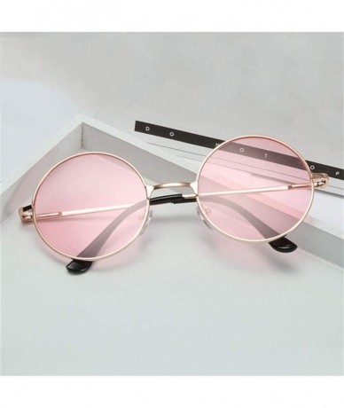 Round Women Round Sunglasses Metal Frame Sun Glasses Fashion Prince Mirror Eyewears Classic Retro Sunglass - Blue - CH198G8D9...