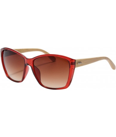 Oversized Women's Sunglasses Lightweight Eyewear UV400 Protection Sunglasses-6501 - Wine Red - C6183YG083N $21.73