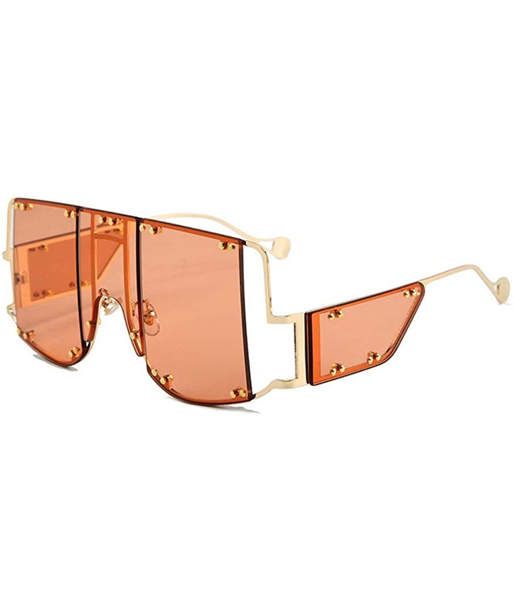 Oversized 2019 new fashion oversized unisex personality trend square frame men's sunglasses UV400 - Orange - CU18YZL5UH9 $30.19