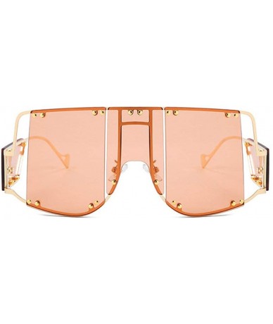 Oversized 2019 new fashion oversized unisex personality trend square frame men's sunglasses UV400 - Orange - CU18YZL5UH9 $30.19