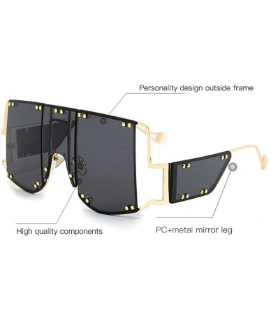 Oversized 2019 new fashion oversized unisex personality trend square frame men's sunglasses UV400 - Orange - CU18YZL5UH9 $30.19