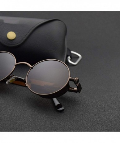 Round Classic Gothic Steampunk Sunglasses Polarized Men Women Vintage Round Metal Frame Sun Glasses Quality UV400 - CS1985IH2...