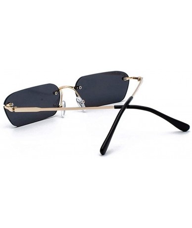 Rimless Retro Rectangle Sunglasses Women Small Rivet Rimless Lens UV Protection for Small Face - C4 Gold Brown - C4190HDOGC9 ...