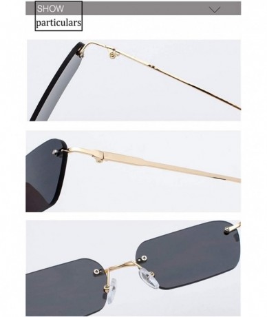 Rimless Retro Rectangle Sunglasses Women Small Rivet Rimless Lens UV Protection for Small Face - C4 Gold Brown - C4190HDOGC9 ...