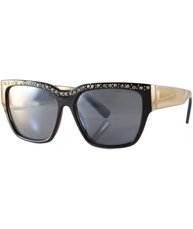 Square Women's Large Retro Vintage Jewel Top Sunglasses A260 - Black Black - CZ18OZM7C7C $27.22