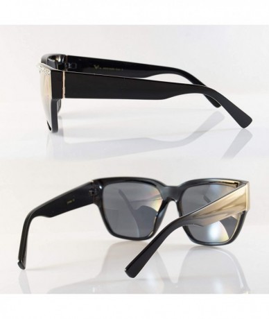 Square Women's Large Retro Vintage Jewel Top Sunglasses A260 - Black Black - CZ18OZM7C7C $27.22