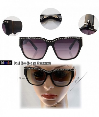 Square Women's Large Retro Vintage Jewel Top Sunglasses A260 - Black Black - CZ18OZM7C7C $27.22