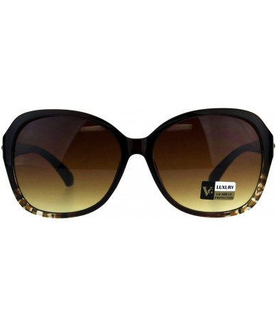 Butterfly Womens Designer Diva Oversize Jewel Bling Hinge Butterfly Sunglasses - Brown - CE18CC72664 $22.81