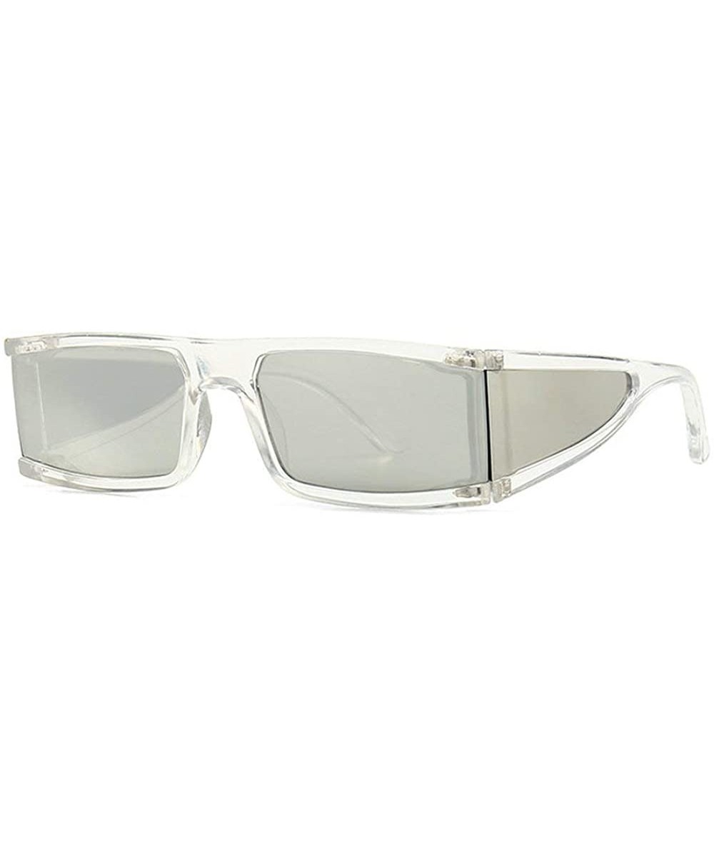 Square Sunglasses One piece glasses Fashion Ultralight - Transparent Silver - C518YHG6DTG $23.92