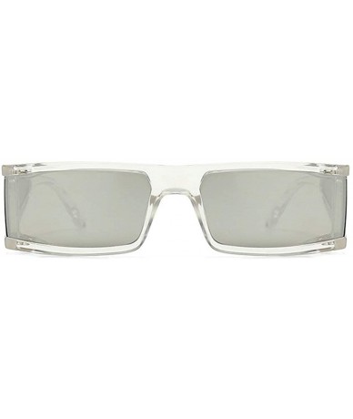 Square Sunglasses One piece glasses Fashion Ultralight - Transparent Silver - C518YHG6DTG $23.92