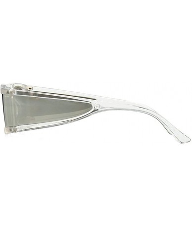 Square Sunglasses One piece glasses Fashion Ultralight - Transparent Silver - C518YHG6DTG $23.92