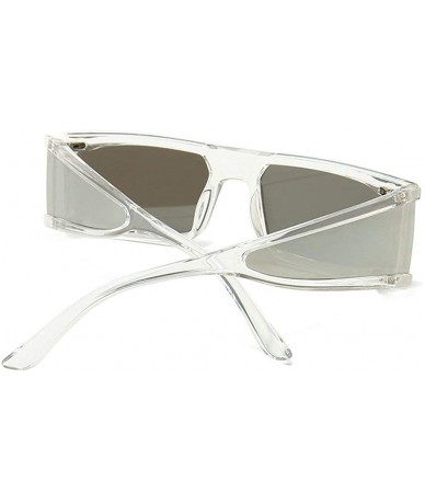 Square Sunglasses One piece glasses Fashion Ultralight - Transparent Silver - C518YHG6DTG $23.92