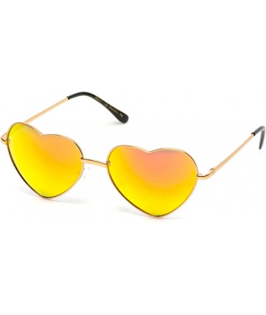 Aviator Women Metal Heart Frame Mirror Lens Cupid Heartshape Sunglasses - Gold Frame / Mirror Red Lens - CX12123U0NH $32.22