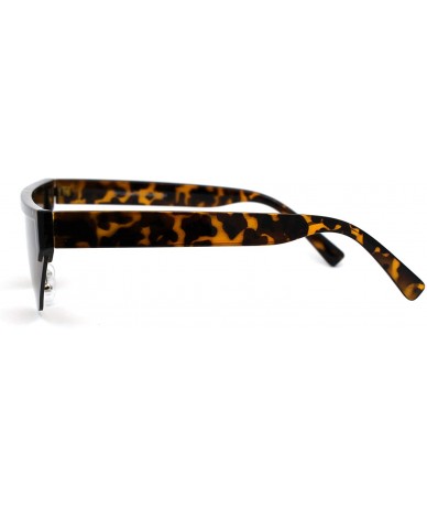 Rectangular Womens Futuristic Flat Top Half Rim Cat Eye Sunglasses - Tortoise Brown - C219749E8K7 $23.59