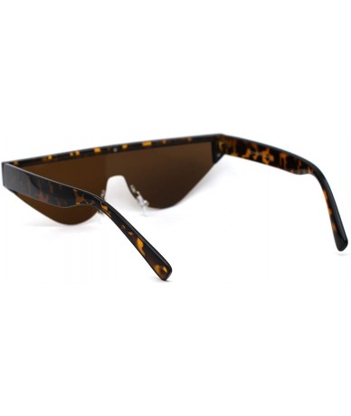 Rectangular Womens Futuristic Flat Top Half Rim Cat Eye Sunglasses - Tortoise Brown - C219749E8K7 $23.59