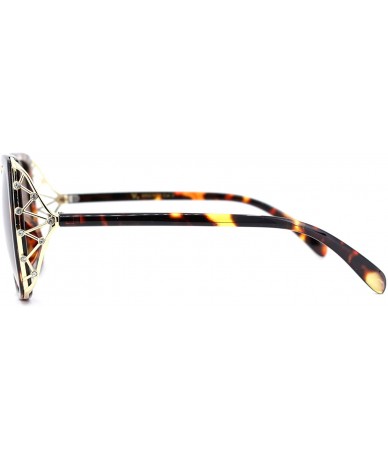 Oversized Womens Rhinestone Bling Metal Web Designer Fashion Sunglasses - Tortoise Brown - C218U9G76IO $22.36