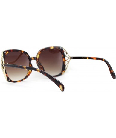 Oversized Womens Rhinestone Bling Metal Web Designer Fashion Sunglasses - Tortoise Brown - C218U9G76IO $22.36