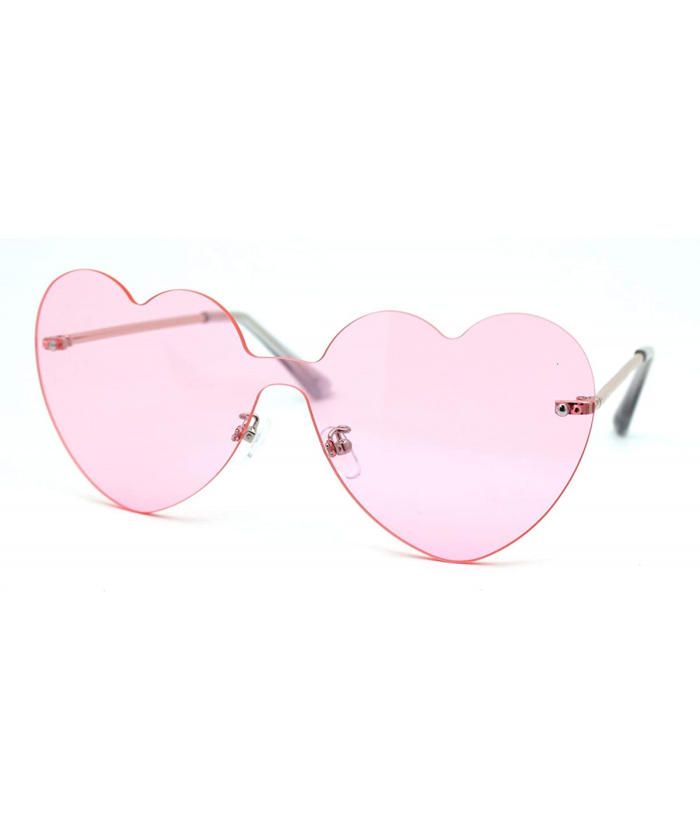 Shield Womens Heart Shape Shield Retro Love Sunglasses - Gold Pink - CT18Z3KC9AH $27.55