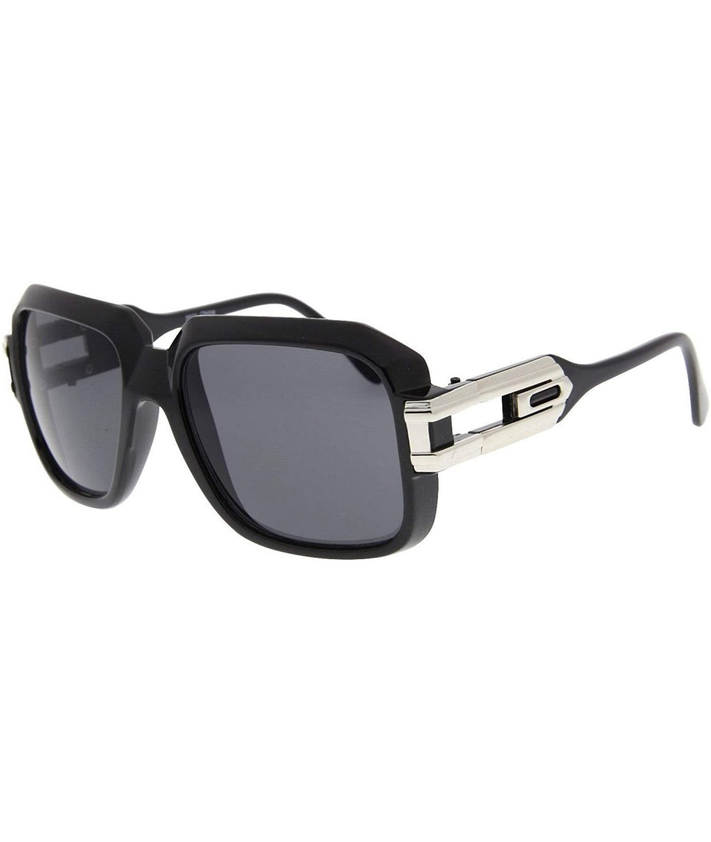 Square 1 Pcs Large Sunglasses Smoke Lens Retro Square Frame Hip Hop Grandmaster - Choose Color - Black-silver - CL18N7MN756 $...