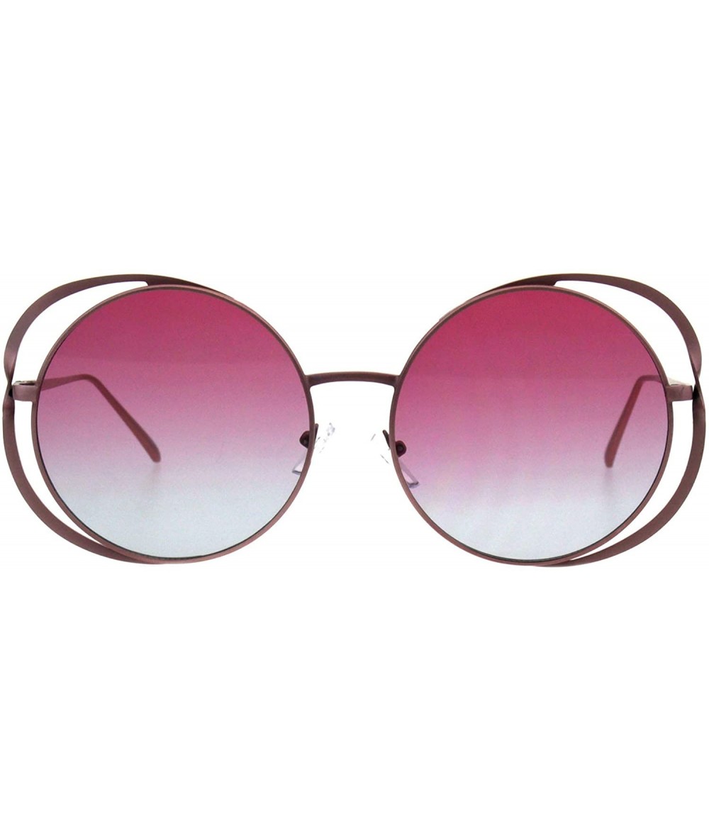 Round Womens Oversized Round Sunglasses Twist Metal Double Frame UV 400 - Pink (Pink Blue) - C718KCYS3Z4 $19.81