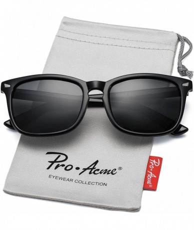 Sport Retro Square Polarized Sunglasses for Women Men 100% UV400 Protection - Black Frame/Black Lens - C1194THUW3Q $22.60