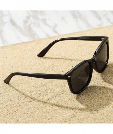 Sport Retro Square Polarized Sunglasses for Women Men 100% UV400 Protection - Black Frame/Black Lens - C1194THUW3Q $22.60