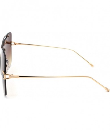 Rectangular Luxury Minimal Rimless Oversize Shield Rectangular Racer Sunglasses - Gold Brown Brown - CK190RXAAD9 $26.73