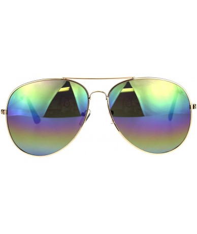 Oversized Mens Color Mirror Metal Rim Oversize Officer Sunglasses - Rainbow - CU180AM42TE $18.67