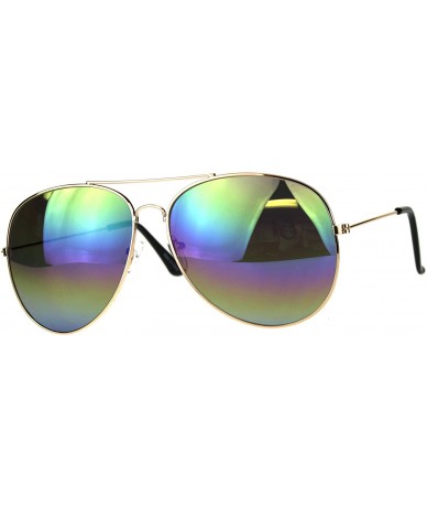 Oversized Mens Color Mirror Metal Rim Oversize Officer Sunglasses - Rainbow - CU180AM42TE $18.67