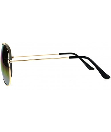 Oversized Mens Color Mirror Metal Rim Oversize Officer Sunglasses - Rainbow - CU180AM42TE $18.67