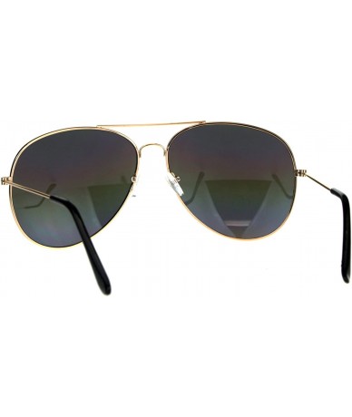 Oversized Mens Color Mirror Metal Rim Oversize Officer Sunglasses - Rainbow - CU180AM42TE $18.67